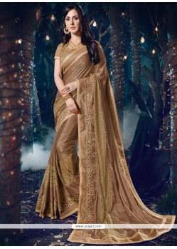 Faux Chiffon Gold Patch Border Work Classic Saree