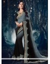 Black And Grey Faux Chiffon Shaded Saree