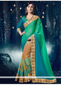 Faux Georgette Embroidered Work Shaded Saree