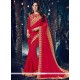 Magenta Embroidered Work Faux Chiffon Classic Designer Saree