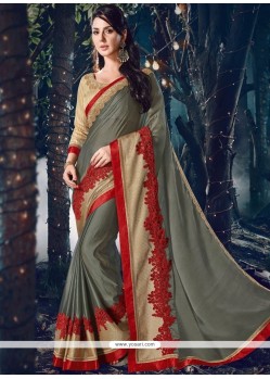 Faux Chiffon Patch Border Work Classic Designer Saree