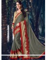 Faux Chiffon Patch Border Work Classic Designer Saree