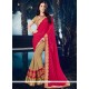 Beige And Hot Pink Embroidered Work Designer Half N Half Saree