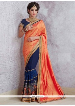 Faux Georgette Resham Work Half N Half Designer Saree