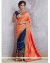 Faux Georgette Resham Work Half N Half Designer Saree