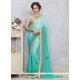 Blue Patch Border Work Satin Shaded Saree