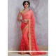 Satin Red And Rose Pink Shaded Saree