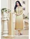 Ayesha Takia Embroidered Work Beige And Cream Jacket Style Suit