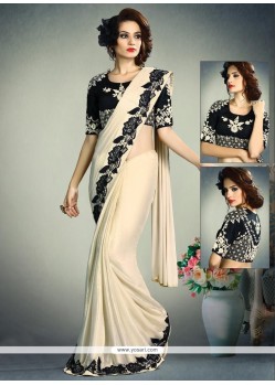 Fancy Fabric Cream Classic Designer Saree