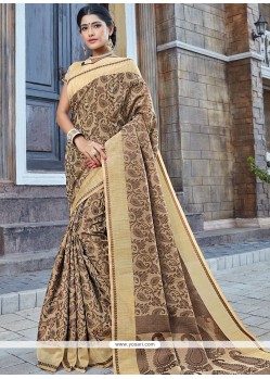 Brown Woven Work Traditional Designer Saree