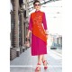Faux Georgette Hot Pink And Orange Party Wear Kurti