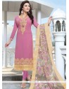 Embroidered Work Pink Churidar Designer Suit