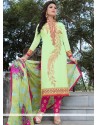 Green Faux Georgette Churidar Designer Suit