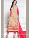 Lace Work Faux Georgette Churidar Designer Suit