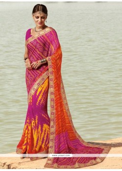 Print Faux Georgette Printed Saree In Multi Colour