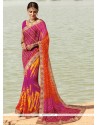 Print Faux Georgette Printed Saree In Multi Colour