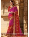 Faux Georgette Embroidered Work Printed Saree