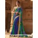 Lace Work Faux Georgette Printed Saree