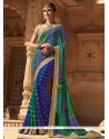 Lace Work Faux Georgette Printed Saree