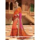 Lace Work Faux Georgette Printed Saree