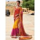 Faux Georgette Multi Colour Lace Work Printed Saree