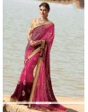 Pink Faux Georgette Printed Saree