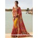 Lace Work Faux Georgette Printed Saree