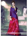 Print Work Hot Pink And Purple Party Wear Kurti