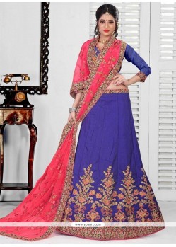 Resham Work Blue Art Silk Lehenga Choli