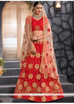 Resham Work Red Lehenga Choli