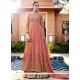 Faux Georgette Salmon Long Choli Lehenga