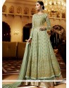 Embroidered Net Long Choli Lehenga In Sea Green