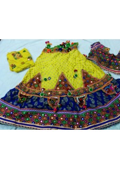 Yellow And Blue Chaniya Choli For Navratri