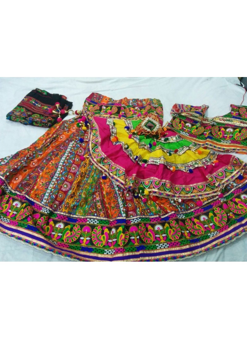 Red, Yellow & Green Ethnic Gujarati Chaniya Choli for Garba Dandiya(M/L)  #44003 | Buy Garba Dress Online