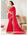 Faux Georgette Hot Pink Classic Designer Saree