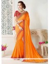 Lace Art Silk Designer Traditional Saree In Orange