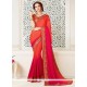 Fancy Fabric Orange And Rani Shaded Saree