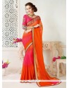 Hot Pink And Orange Shaded Saree