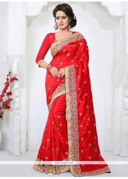 Art Silk Patch Border Work Traditional Saree