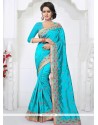 Turquoise Art Silk Traditional Saree