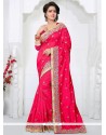 Hot Pink Embroidered Work Designer Traditional Saree