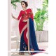 Navy Blue And Red Faux Georgette Classic Designer Saree