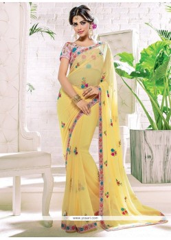 Faux Georgette Resham Work Classic Saree