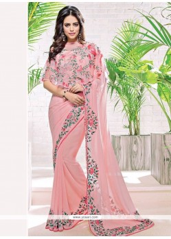 Faux Georgette Resham Work Saree