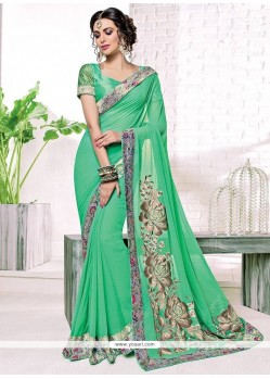 Faux Georgette Green Classic Designer Saree