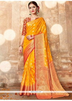 Banarasi Silk Yellow Designer Traditional Saree