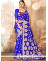 Blue Weaving Work Traditional Designer Saree