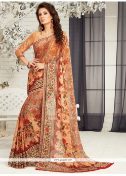 Faux Georgette Multi Colour Printed Saree