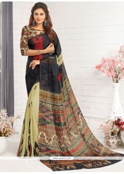 Faux Georgette Print Work Printed Saree