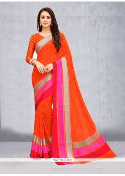 Orange Printed Saree